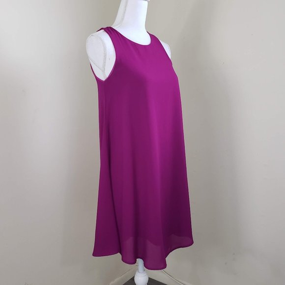 Lulu's Sleeveless Loose Chiffon Mini Shift Dress Fuchsia Pink Size Small - Picture 3 of 11